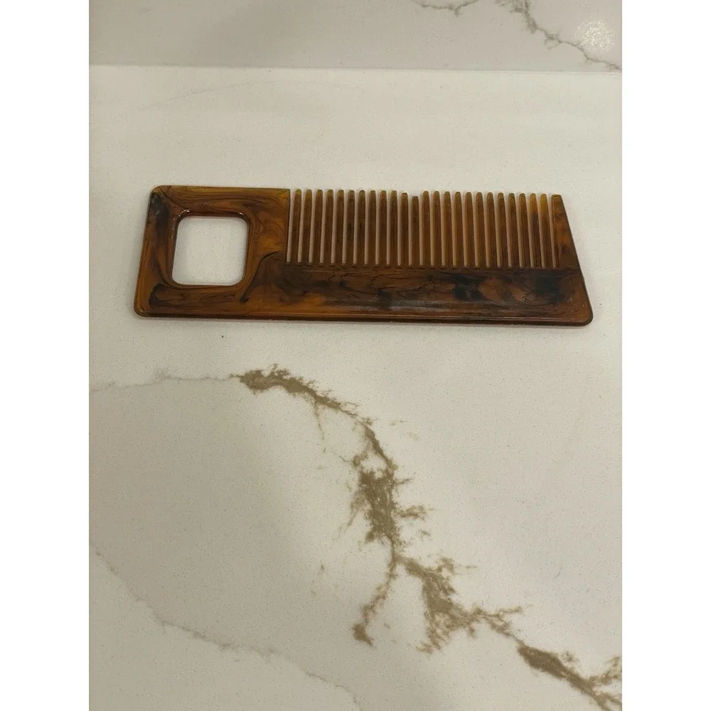 Vintage Tortoise‎ Shell Pocket Comb 5 inch Retro Geometric 1970s MCM